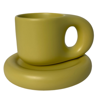 Cute Fat Yellow Ceramic Mug – Adorable Round Coffee Cup