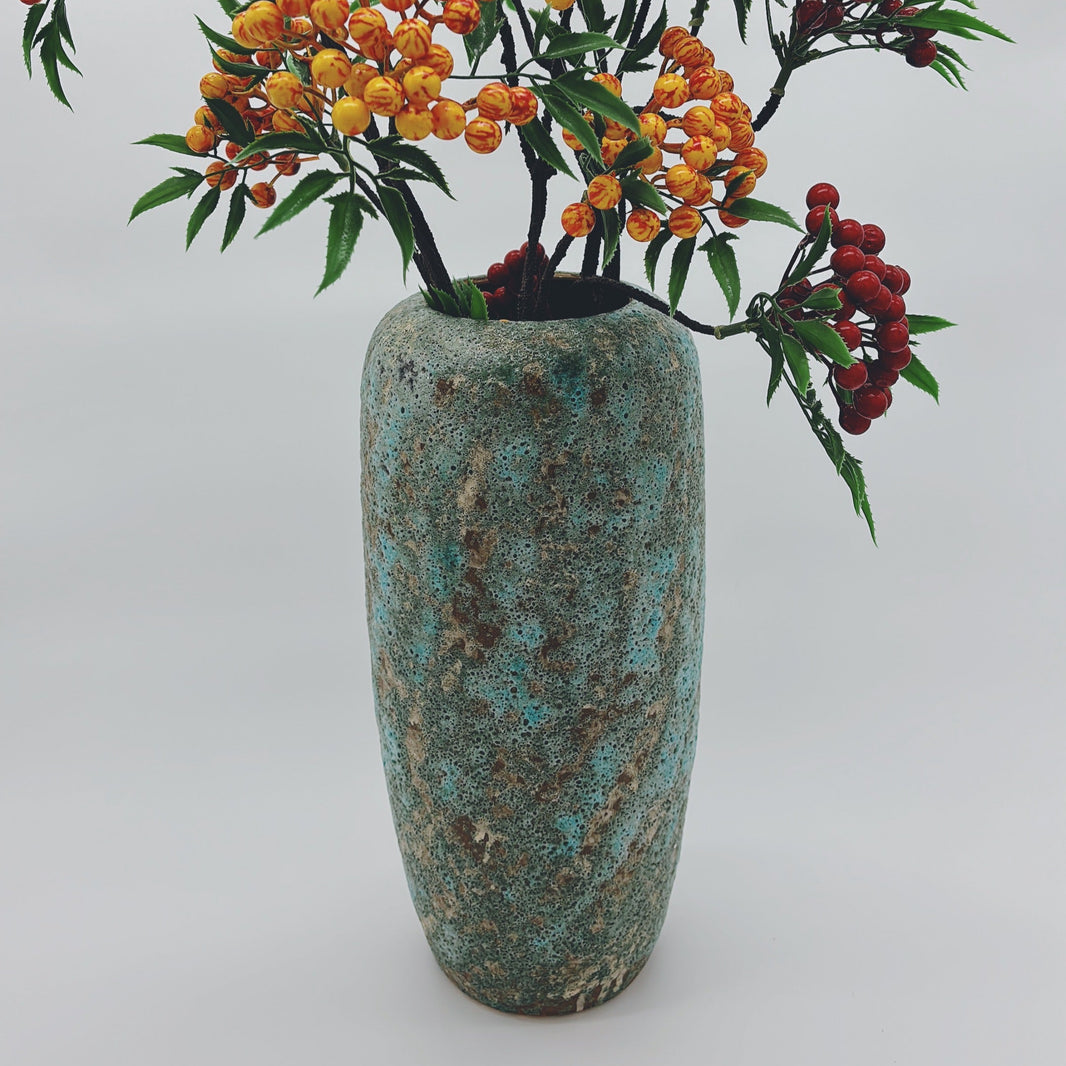 Ceramic Oval Vase – Slender Frosted Design, Irregular Texture – Elegant Home Décor”