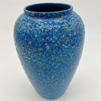 Handmade Blue Frosted Ceramic Oval Vase – Elegant Modern Déco
