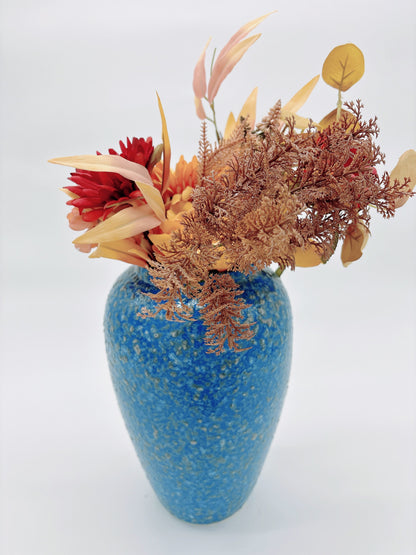 Handmade Blue Frosted Ceramic Oval Vase – Elegant Modern Déco