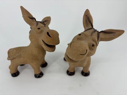 Handmade pottery happy little donkey Packs of two