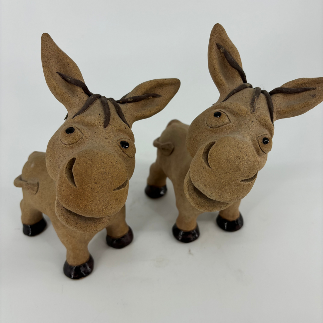 Handmade pottery happy little donkey Packs of two