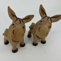 Handmade pottery happy little donkey Packs of two