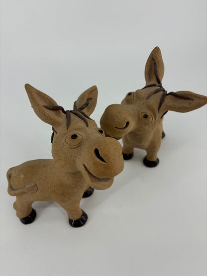 Handmade pottery happy little donkey Packs of two