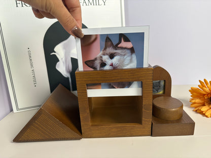 Wooden Pet Urn in House Shape – Customizable Memorial with Replaceable Photo