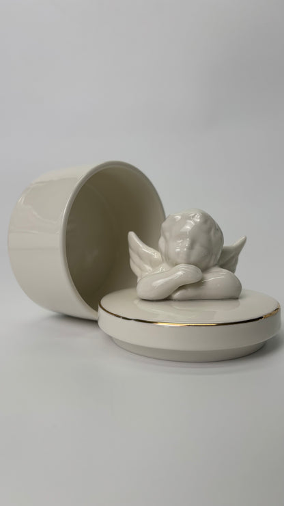 Ceramic Pet Urn in White Angel Shape – Heavenly Memorial for Pets