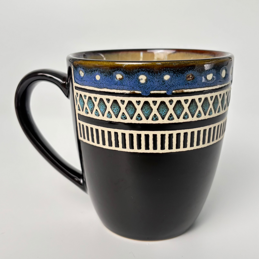 Retro Striped Ceramic Mug – Vintage Multi-Colored Stripe Coffee Cup