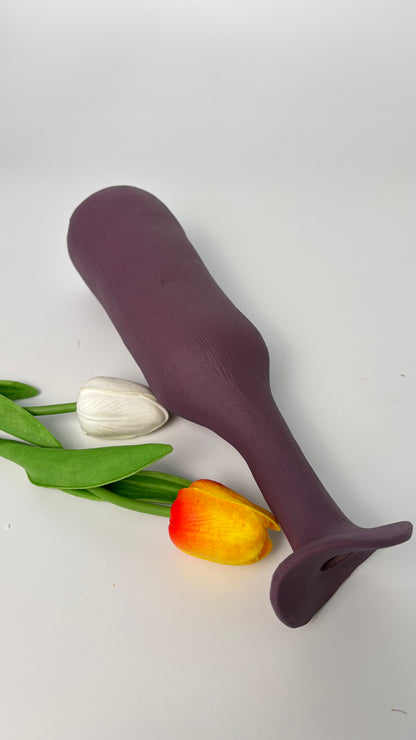 Purple Ceramic Vase – Elongated Shape with Irregular Body, Unique Home Décor