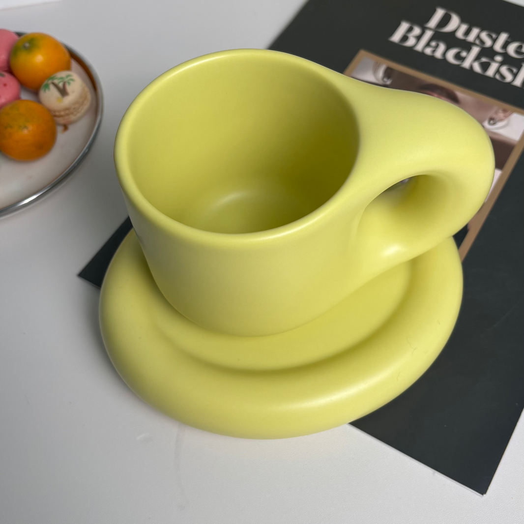 Cute Fat Yellow Ceramic Mug – Adorable Round Coffee Cup