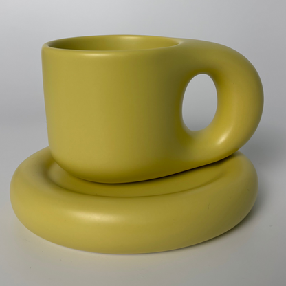 Cute Fat Yellow Ceramic Mug – Adorable Round Coffee Cup