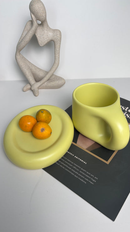 Cute Fat Yellow Ceramic Mug – Adorable Round Coffee Cup