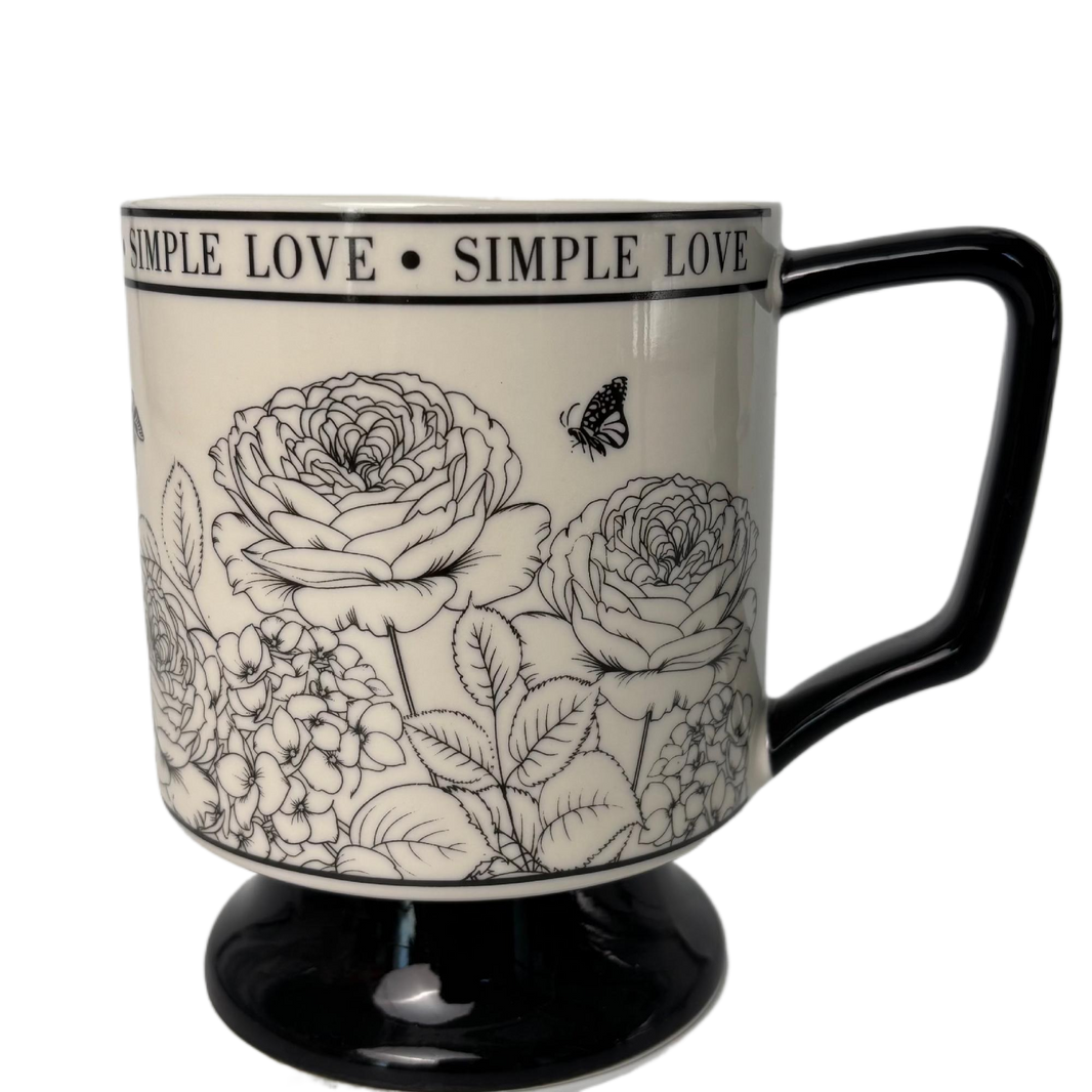 Stylish Ceramic Mug with High Base & Floral Design – Elegant Coffee