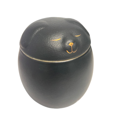 Mini Ceramic Pet Urn – Cute Black Oval Memorial for Pets