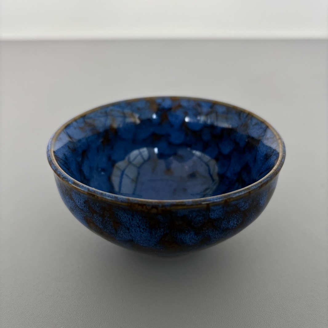 Handmade Blue Ceramic Teacup | Unique Kiln-Changed Pottery