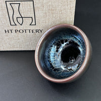 Handmade ceramic blue glaze tea cup unique handmade art tea set