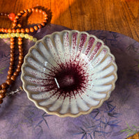 Handmade Ceramic Teacup - Wavy Rim, Red & White, Unique Shape