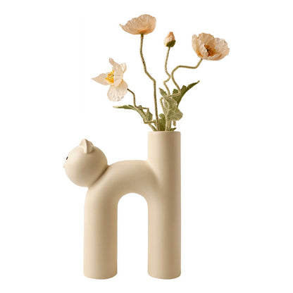 Ceramic Kitten-Shaped Vase – Cute Animal Style Home Décor