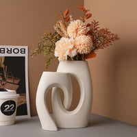 [HTPottery] Plain embryo special-shaped vase white home living room creative flower device