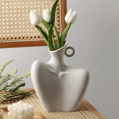 Sexy Ceramic Vase – Beautiful Collarbone Design, Generous and Elegant Home Déco